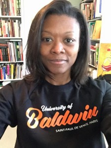 My fabulous friend Carie gave me one of the sweatshirts I've been coveting, so I had an extra dose of Baldwin helping me tame Chapter 5!